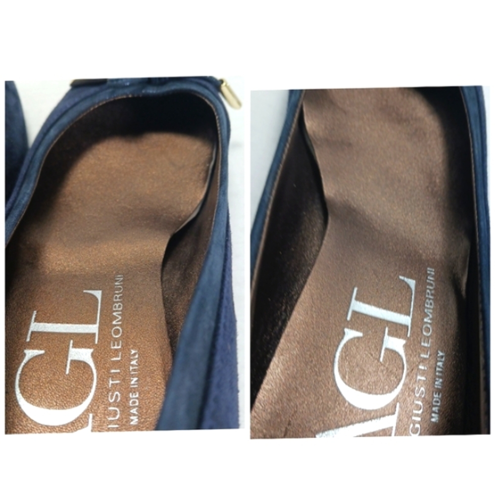 AGL Kristen Navy Suede Ballet Flats Covered Block Heels Rubber Sole EUC Sz 41 - Picture 14 of 15